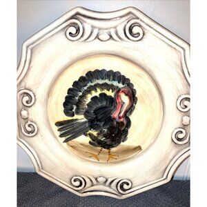 Marco e Cristina Decorative Platter Turkey Made In Italy Thanksgiving Gobbler